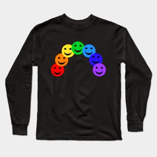 Happy Smiling Faces Rainbow Arc Long Sleeve T-Shirt